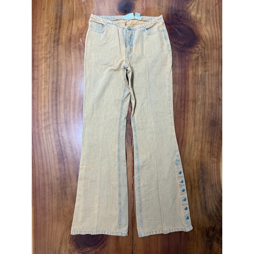 Y2K Jeanology Denim Jeans 4 x 31.5 Low Rise No waistband Snap Leg Flare RR19